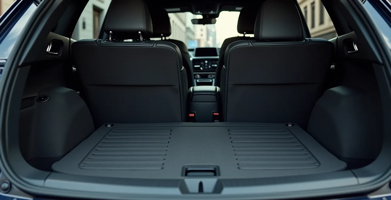 Macro shot of hatchback cargo area showing flexible loading space