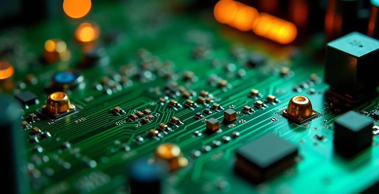Close-up of traffic signal control circuit board technology