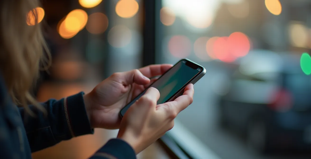 Passenger creating a perfect profile on a smartphone for Quebec carpooling apps to build reputation capital.